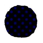 Polka Dots - Dark Blue on Black Standard 15  Premium Round Cushion