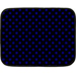 Polka Dots - Dark Blue on Black Fleece Blanket (Mini)