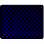 Polka Dots - Dark Blue on Black Double Sided Fleece Blanket (Medium) (Two Sides)