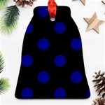 Polka Dots - Dark Blue on Black Ornament (Bell)