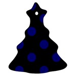 Polka Dots - Dark Blue on Black Ornament (Christmas Tree)