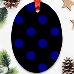 Polka Dots - Dark Blue on Black Ornament (Oval)