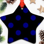 Polka Dots - Dark Blue on Black Ornament (Star)
