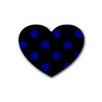 Polka Dots - Dark Blue on Black Heart Coaster (4 pack)
