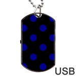 Polka Dots - Dark Blue on Black Dog Tag USB Flash (Two Sides)