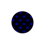 Polka Dots - Dark Blue on Black Golf Ball Marker