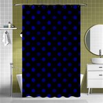 Polka Dots - Dark Blue on Black Shower Curtain 48  x 72  (Small)