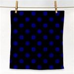 Polka Dots - Dark Blue on Black Face Towel