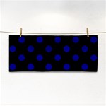 Polka Dots - Dark Blue on Black Hand Towel