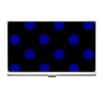 Polka Dots - Dark Blue on Black Business Card Holder