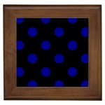 Polka Dots - Dark Blue on Black Framed Tile