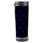 Polka Dots - Dark Blue on Black Travel Tumbler