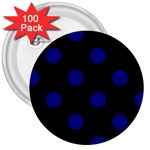 Polka Dots - Dark Blue on Black 3  Button (100 pack)