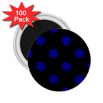 Polka Dots - Dark Blue on Black 2.25  Magnet (100 pack)