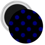 Polka Dots - Dark Blue on Black 3  Magnet
