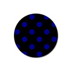 Polka Dots - Dark Blue on Black Magnet 3  (Round)