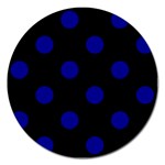 Polka Dots - Dark Blue on Black Magnet 5  (Round)