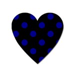 Polka Dots - Dark Blue on Black Magnet (Heart)