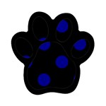 Polka Dots - Dark Blue on Black Magnet (Paw Print)