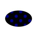 Polka Dots - Dark Blue on Black Sticker Oval (10 pack)
