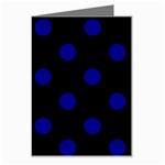 Polka Dots - Dark Blue on Black Greeting Card