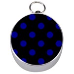 Polka Dots - Dark Blue on Black Silver Compass