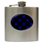 Polka Dots - Dark Blue on Black Hip Flask (6 oz)