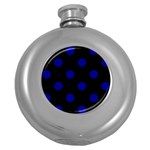Polka Dots - Dark Blue on Black Hip Flask (5 oz)
