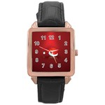Red Christmas Had Rose Gold Leather Watch 