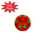 Reindeer and Xmas trees pattern 1  Mini Magnets (100 pack) 