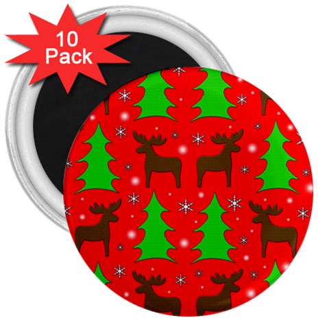 Reindeer and Xmas trees pattern 3  Magnets (10 pack)  from ArtsNow.com Front