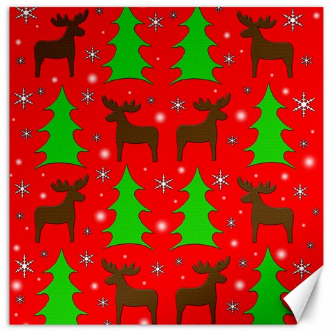 Reindeer and Xmas trees pattern Canvas 12  x 12   from ArtsNow.com 11.4 x11.56  Canvas - 1
