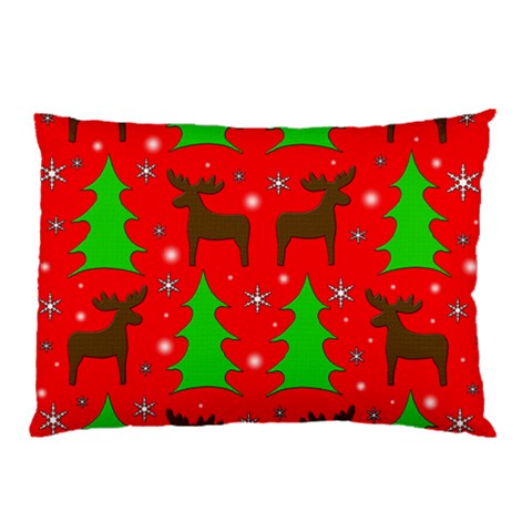 Reindeer and Xmas trees pattern Pillow Case (Two Sides) from ArtsNow.com Front