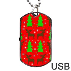 Reindeer and Xmas trees pattern Dog Tag USB Flash (Two Sides)  from ArtsNow.com Front