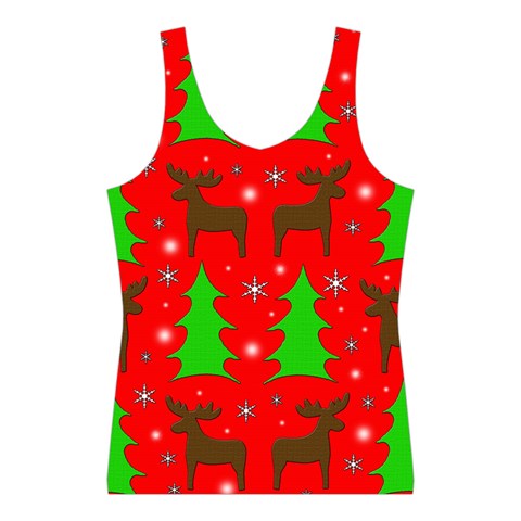 Reindeer and Xmas trees pattern Women s Sport Tank Top  from ArtsNow.com Front