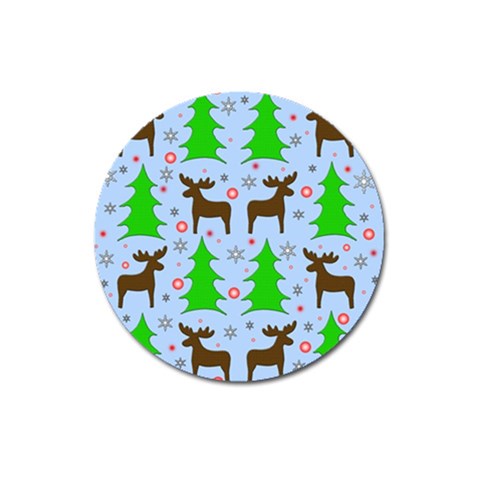 Reindeer and Xmas trees  Magnet 3  (Round) from ArtsNow.com Front