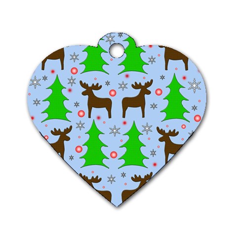 Reindeer and Xmas trees  Dog Tag Heart (One Side) from ArtsNow.com Front