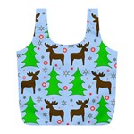 Reindeer and Xmas trees  Full Print Recycle Bags (L) 