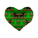 Christmas trees and reindeer pattern Standard 16  Premium Flano Heart Shape Cushions