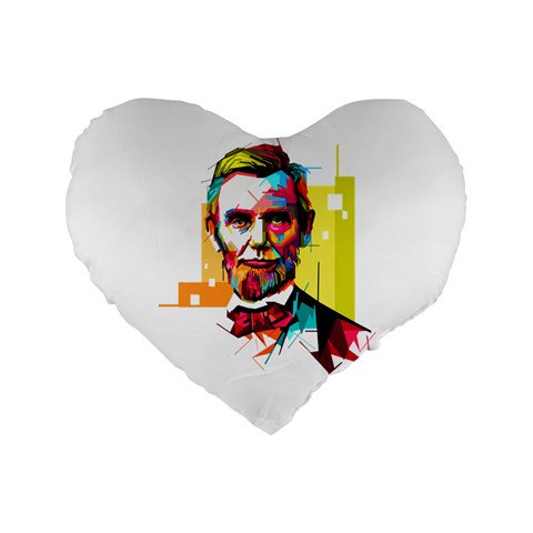 Abraham Lincoln Standard 16  Premium Heart Shape Cushions from ArtsNow.com Front