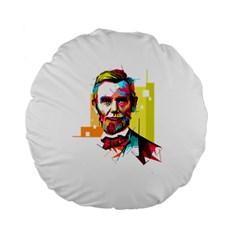 Abraham Lincoln Standard 15  Premium Flano Round Cushions from ArtsNow.com Back