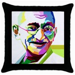 Ghandi Throw Pillow Case (Black)