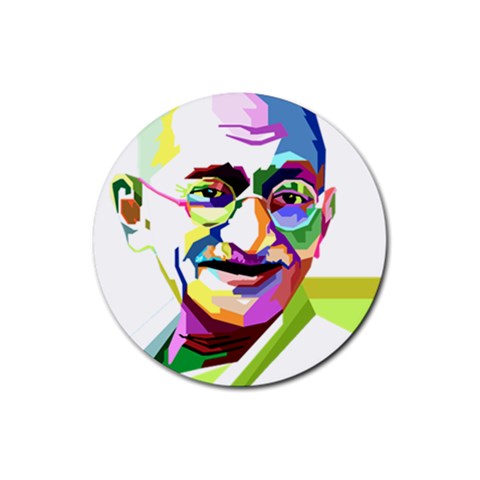 Ghandi Rubber Round Coaster (4 pack)  from ArtsNow.com Front