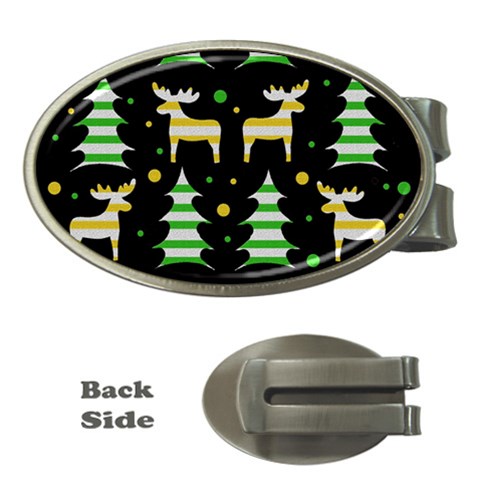 Decorative Xmas reindeer pattern Money Clips (Oval)  from ArtsNow.com Front