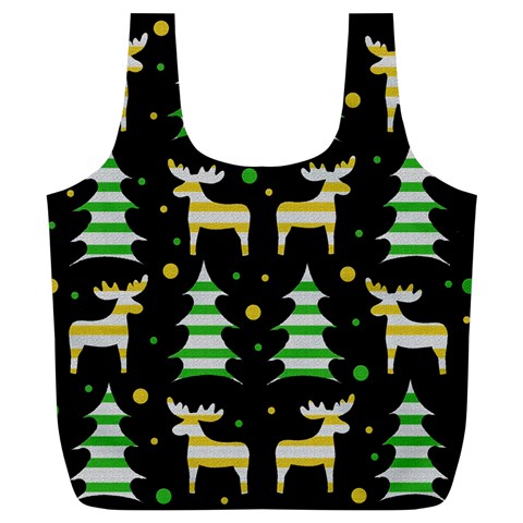 Decorative Xmas reindeer pattern Full Print Recycle Bags (L)  from ArtsNow.com Front