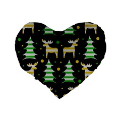 Decorative Xmas reindeer pattern Standard 16  Premium Flano Heart Shape Cushions from ArtsNow.com Back