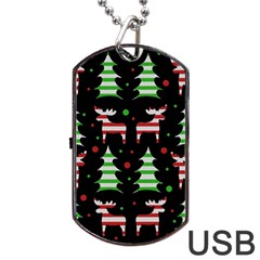 Reindeer decorative pattern Dog Tag USB Flash (Two Sides)  from ArtsNow.com Front