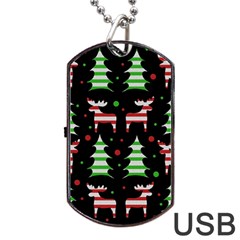 Reindeer decorative pattern Dog Tag USB Flash (Two Sides)  from ArtsNow.com Back
