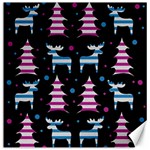 Blue and pink reindeer pattern Canvas 16  x 16  