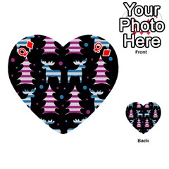 Queen Blue and pink reindeer pattern Playing Cards 54 (Heart)  from ArtsNow.com Front - DiamondQ